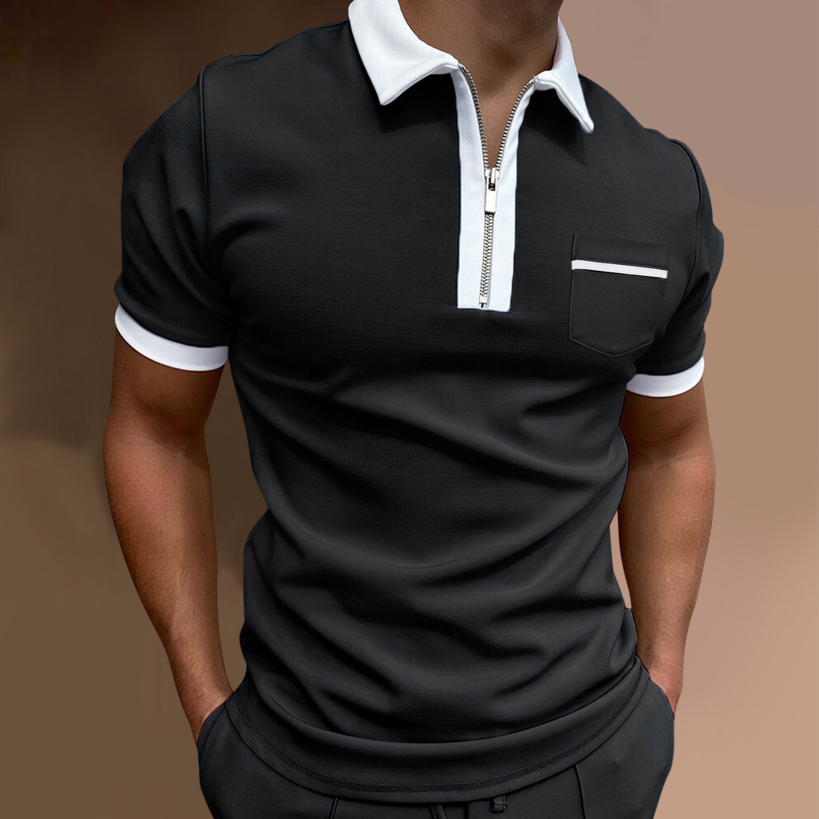 Title 1, Camiseta POLO masculina com lapela, slim e fash...