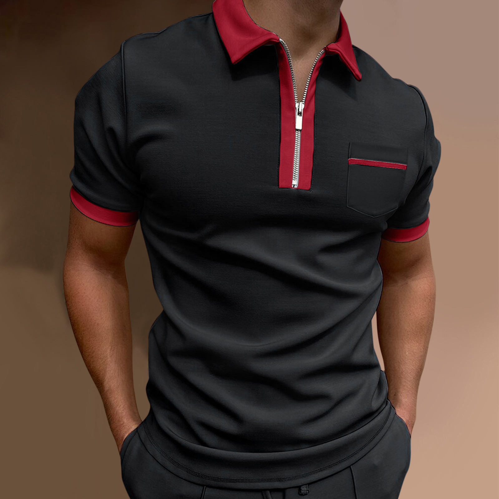 Title 2, Camiseta POLO masculina com lapela, slim e fash...