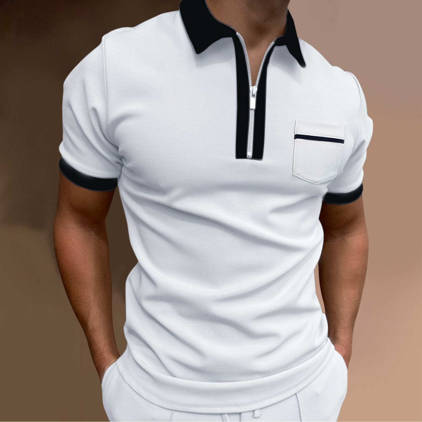 Title 3, Camiseta POLO masculina com lapela, slim e fash...