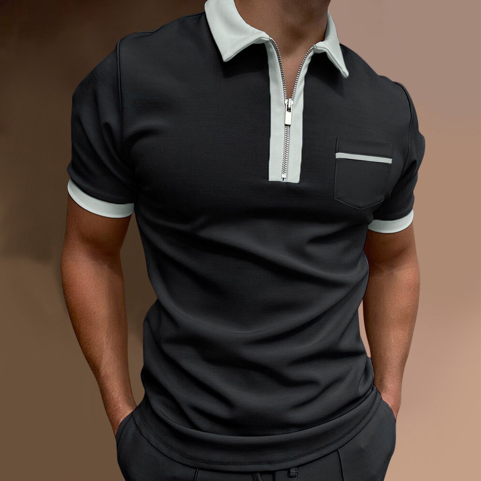 Title 4, Camiseta POLO masculina com lapela, slim e fash...