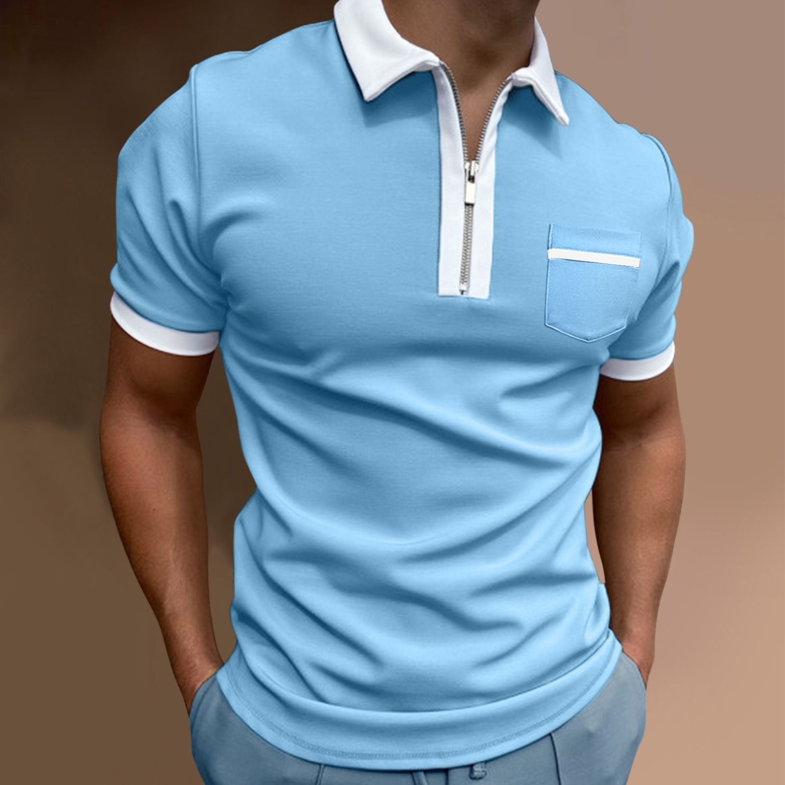 Title 5, Camiseta POLO masculina com lapela, slim e fash...