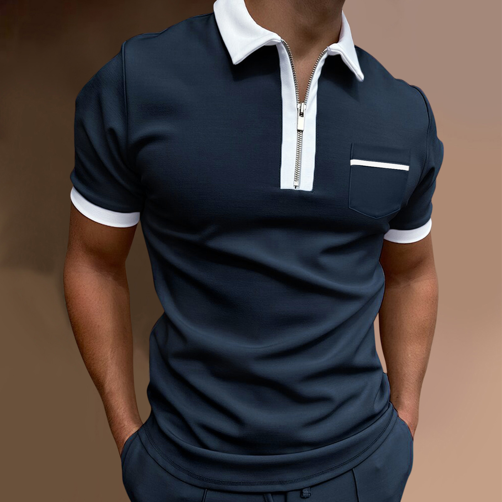 Title 6, Camiseta POLO masculina com lapela, slim e fash...