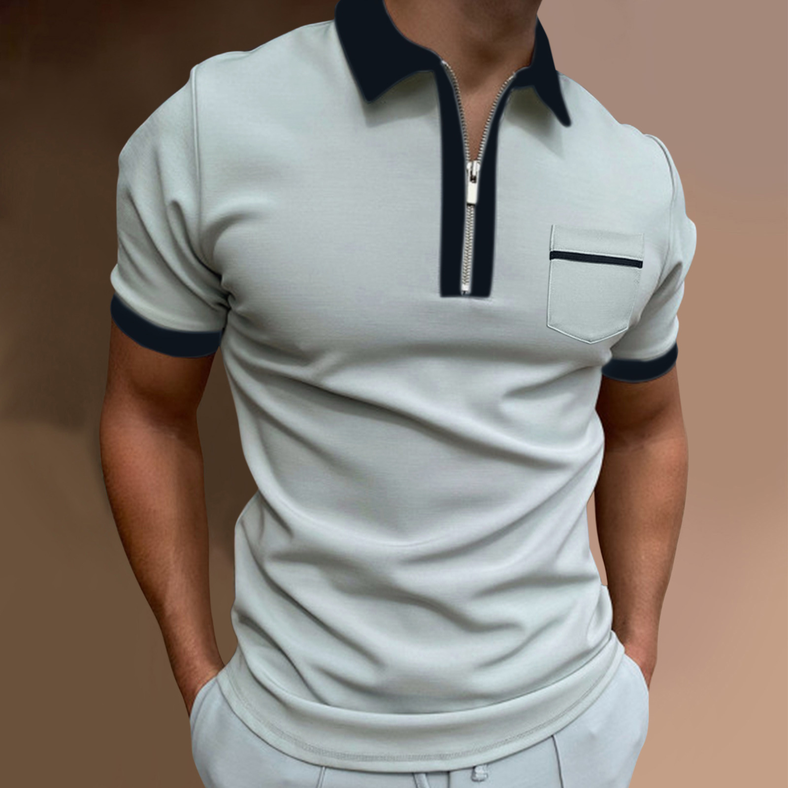 Title 7, Camiseta POLO masculina com lapela, slim e fash...