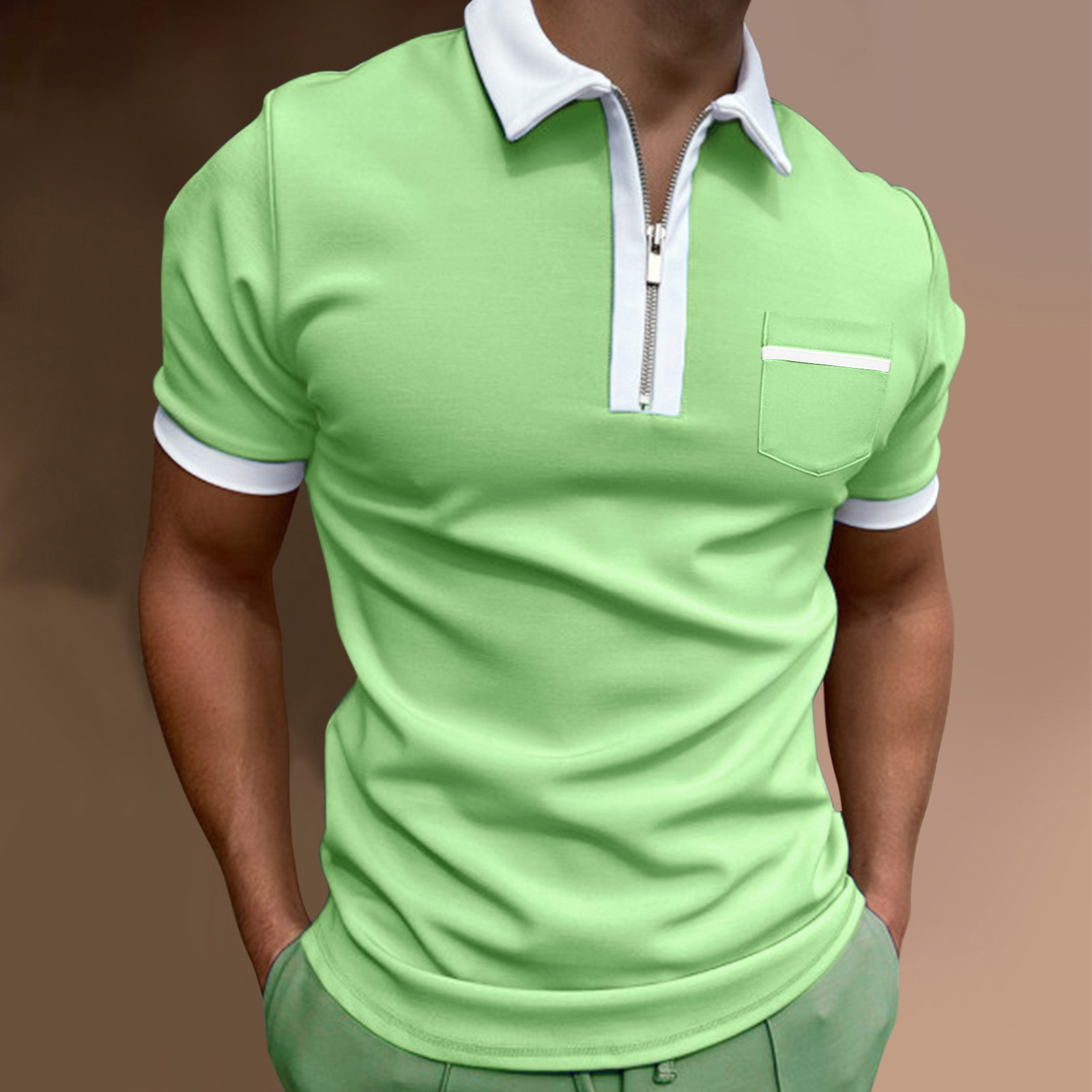 Title 8, Camiseta POLO masculina com lapela, slim e fash...