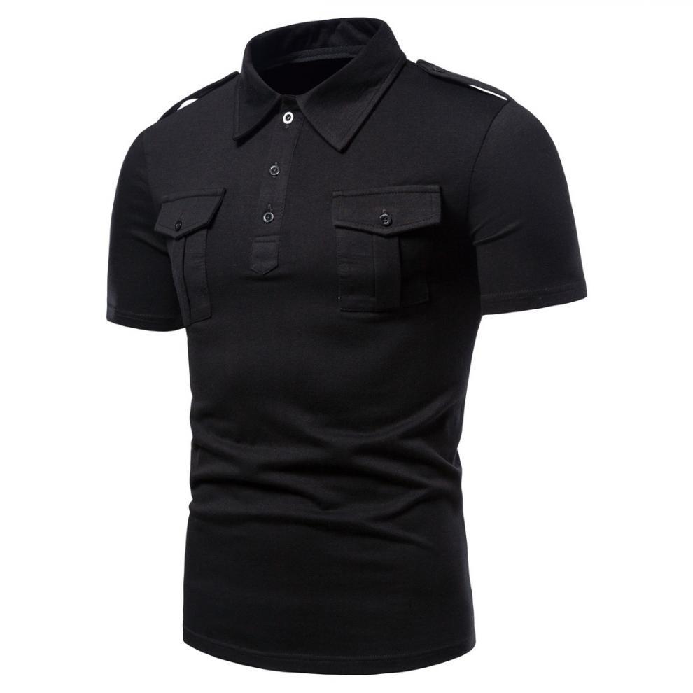 Title 19, Mens Lapel Pullover Short-sleeved T-shirt Men...