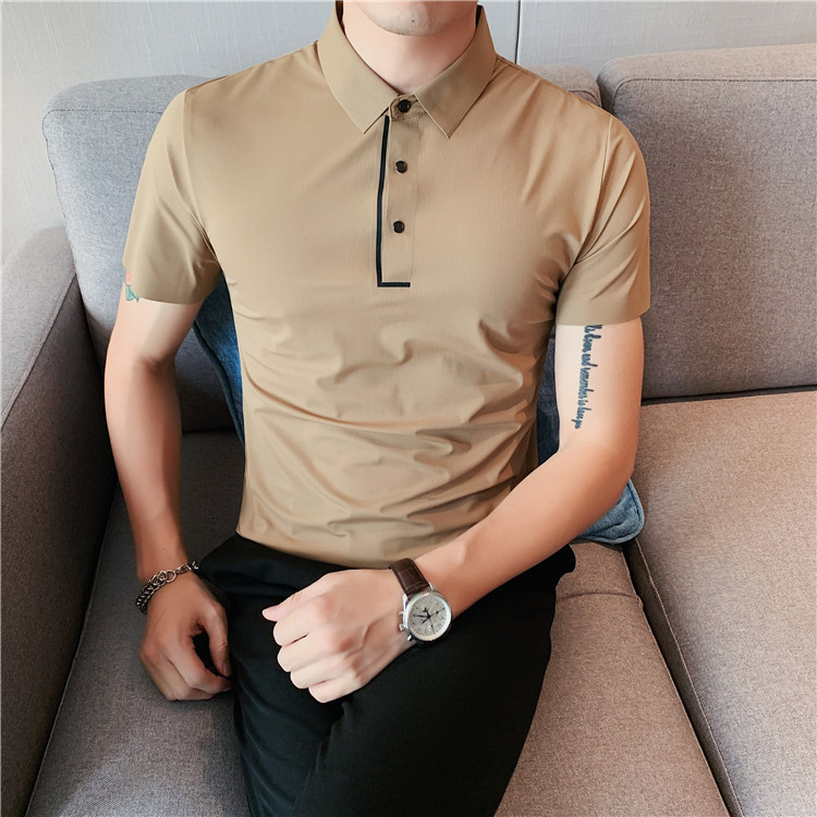 Title 3, Nova Polo Masculina Ice Silk com Caimento Sem C...