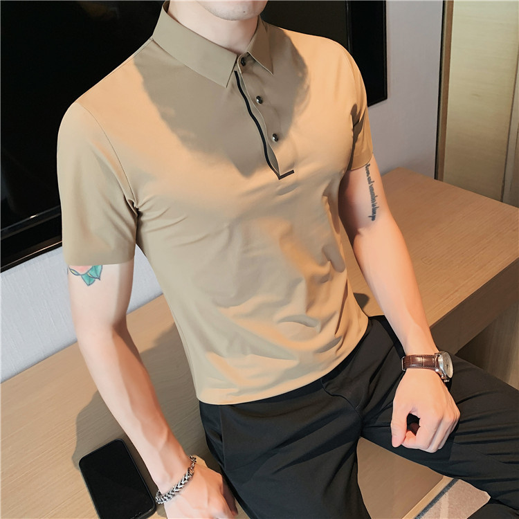 Title 7, Nova Polo Masculina Ice Silk com Caimento Sem C...