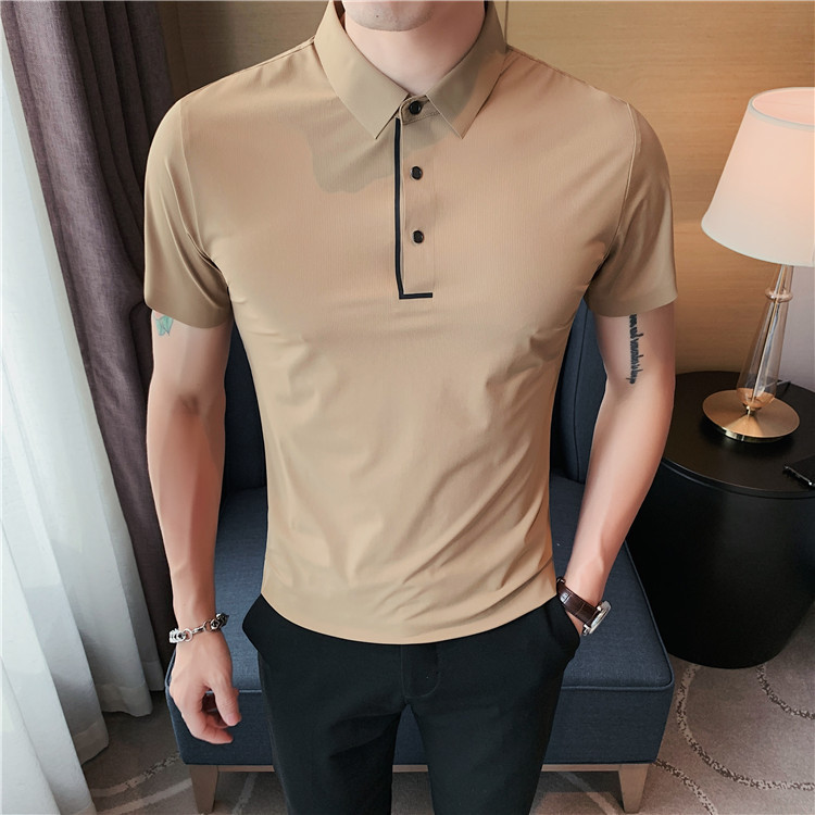 Title 8, Herren Ice Silk Polo Shirt Nahtlos Dehnbar Lape...