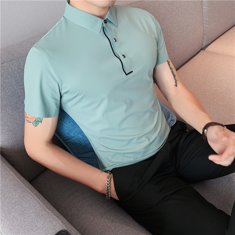 Title 14, Herren Ice Silk Polo Shirt Nahtlos Dehnbar Lape...