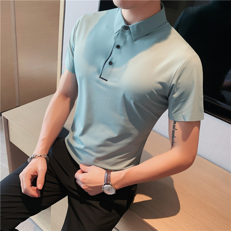 Title 17, Herren Ice Silk Polo Shirt Nahtlos Dehnbar Lape...