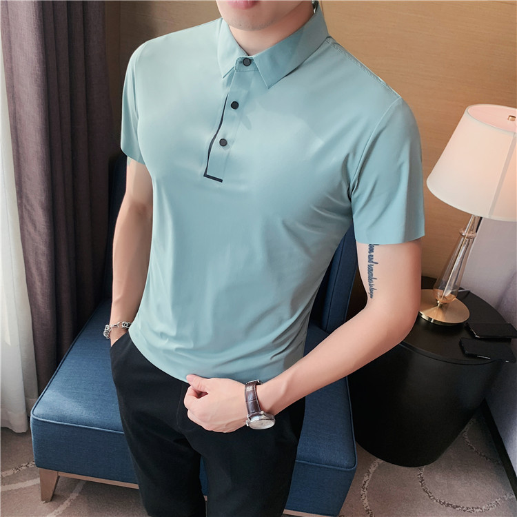 Title 18, Herren Ice Silk Polo Shirt Nahtlos Dehnbar Lape...