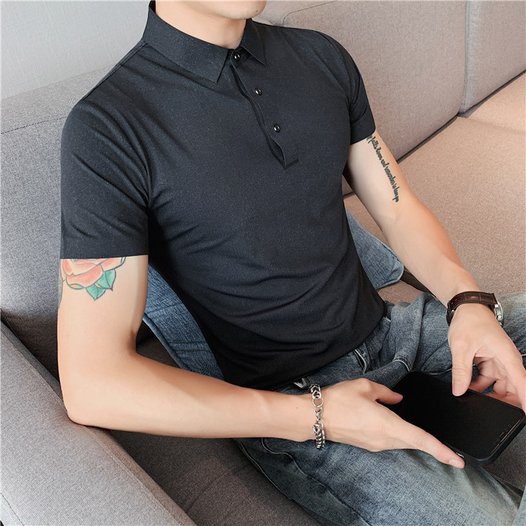 Title 19, Herren Ice Silk Polo Shirt Nahtlos Dehnbar Lape...