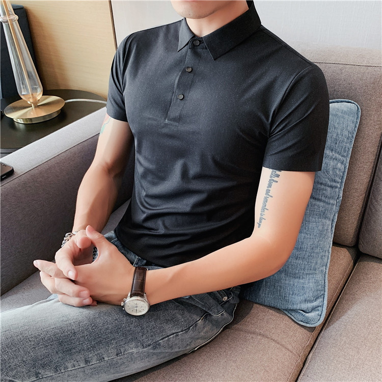 Title 21, Herren Ice Silk Polo Shirt Nahtlos Dehnbar Lape...