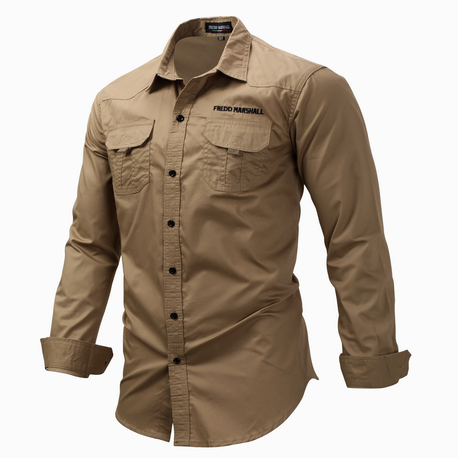 Title 5, Camicia uomo outdoor in cotone puro, manica lun...