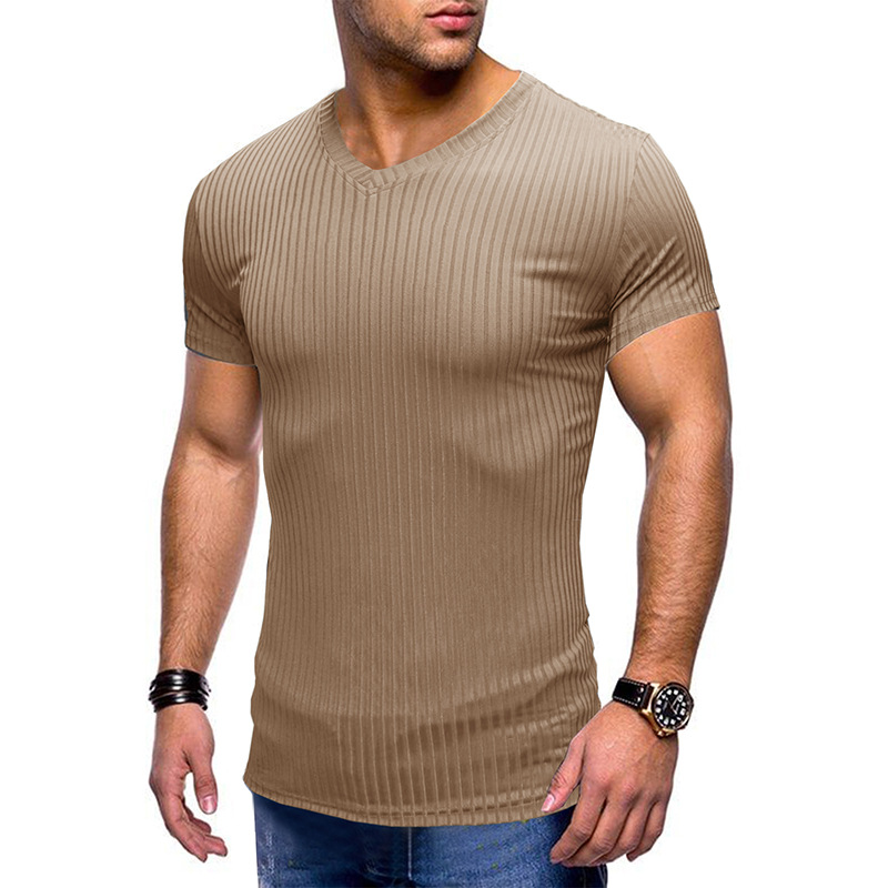 Title 5, T-shirt homme col en V petit, couleur unie, sty...