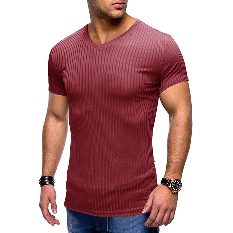 Title 13, T-shirt homme col en V petit, couleur unie, sty...