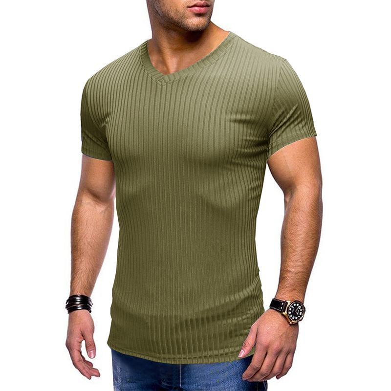 Title 17, T-shirt homme col en V petit, couleur unie, sty...