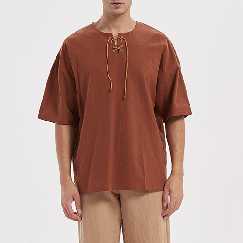 Title 5, Heren Vintage Strap Solid Middeleeuwse shirt, p...