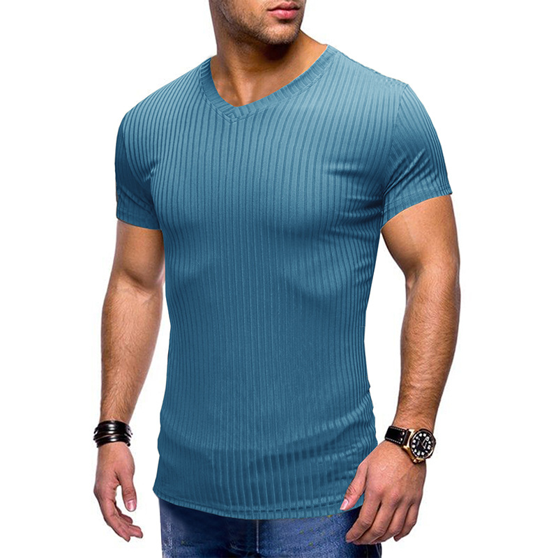 Title 21, T-shirt homme col en V petit, couleur unie, sty...