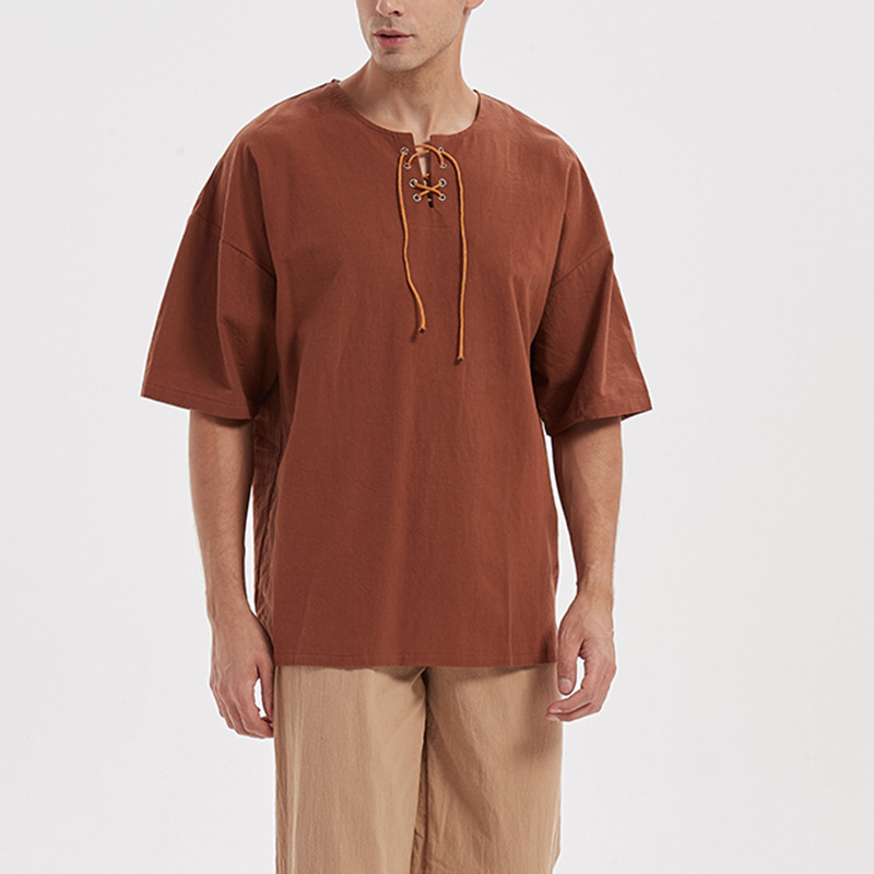 Title 11, Heren Vintage Strap Solid Middeleeuwse shirt, p...