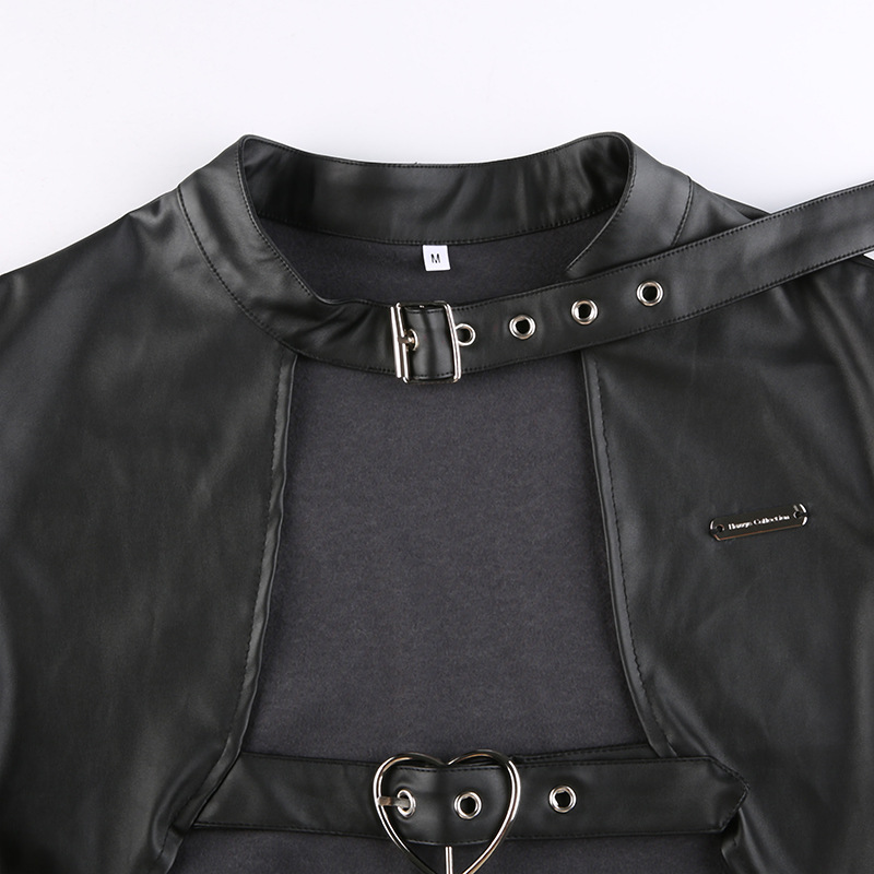 Title 11, Chaqueta de cuero corta para mujer Street Biker...