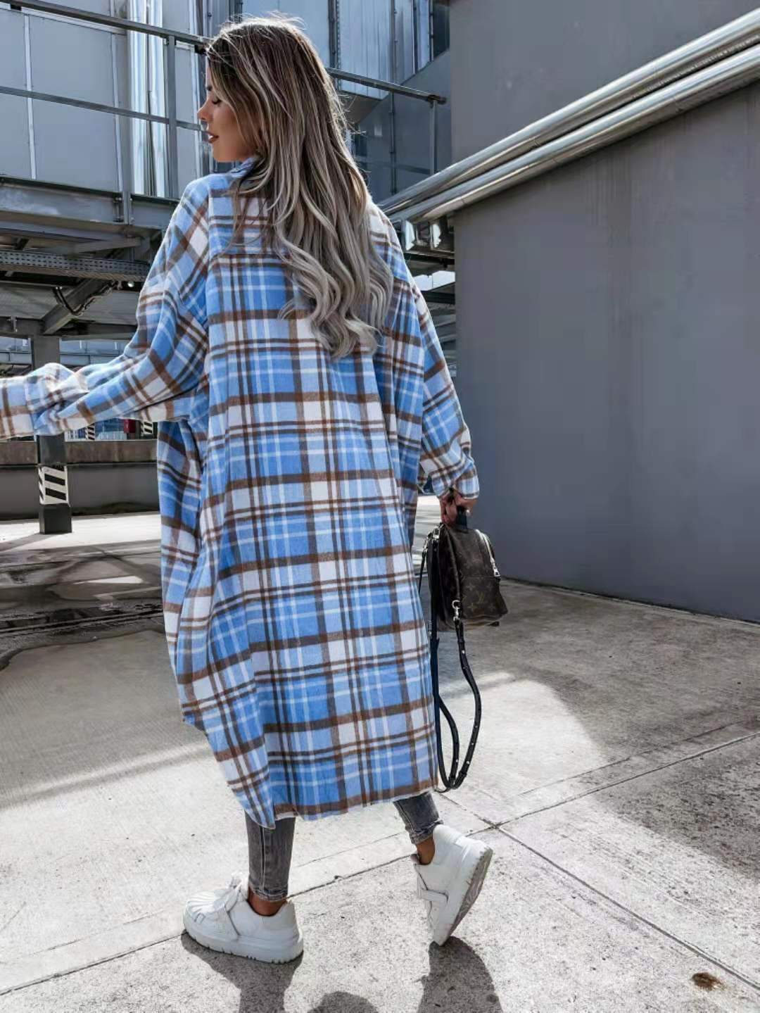 Title 2, New Style Lengthened Plaid Shirt Jacket Womens...