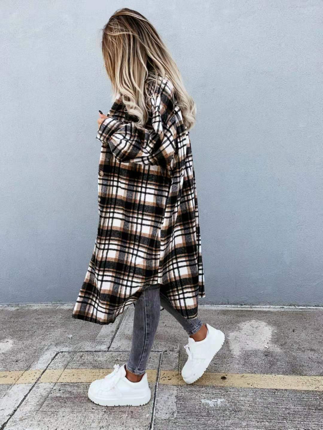 Title 6, New Style Lengthened Plaid Shirt Jacket Womens...