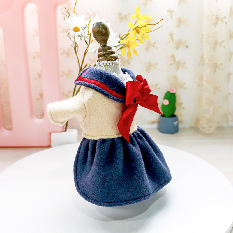 Title 8, Cute dog cat clothes, navy blue bow student pri...