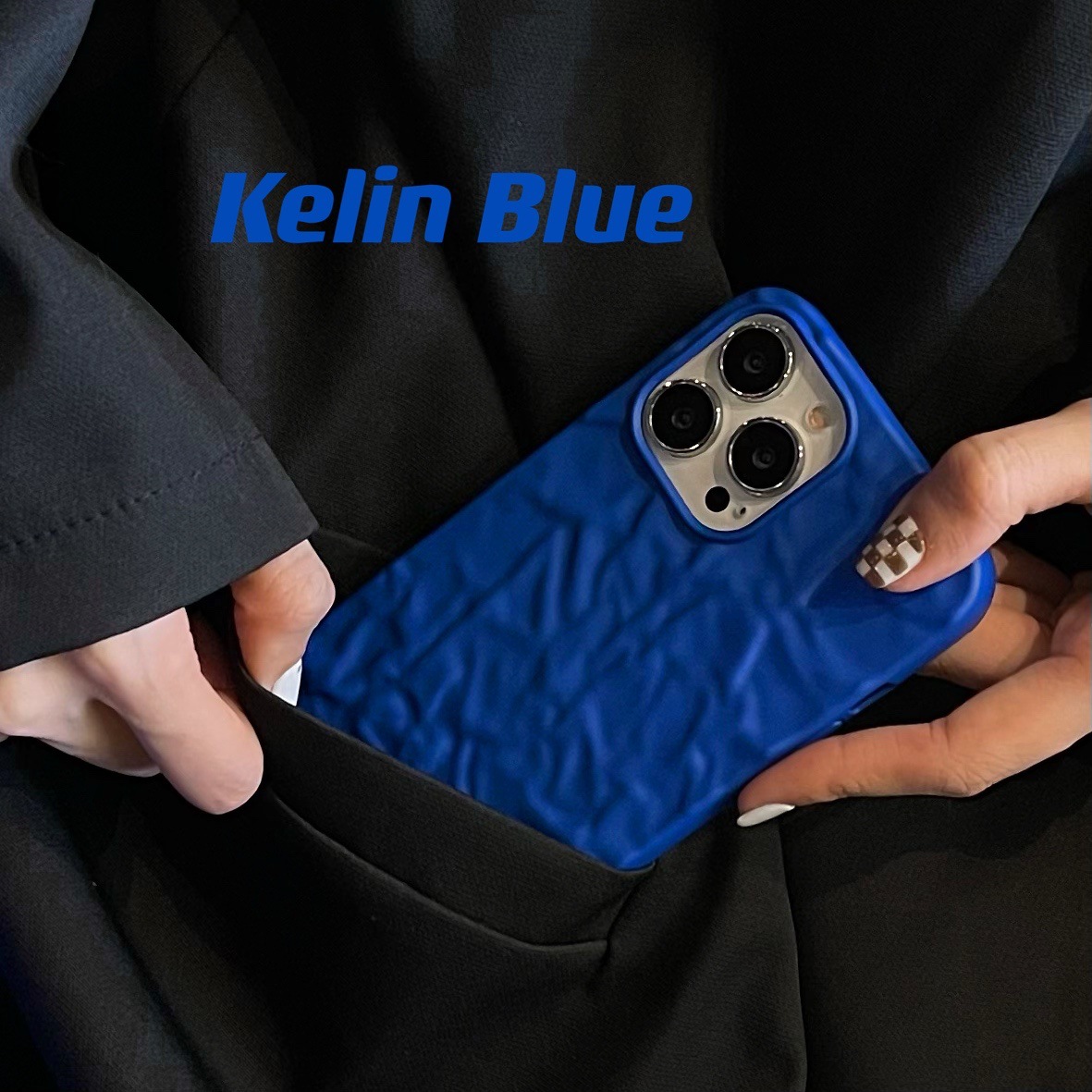 Title 4, Custodia per cellulare blu Klein creativa antiu...