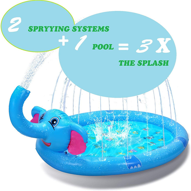 Title 4, Thickened PVC Elephant Fountain Outdoor Toy Mat...