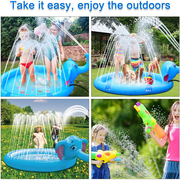 Title 5, Thickened PVC Elephant Fountain Outdoor Toy Mat...