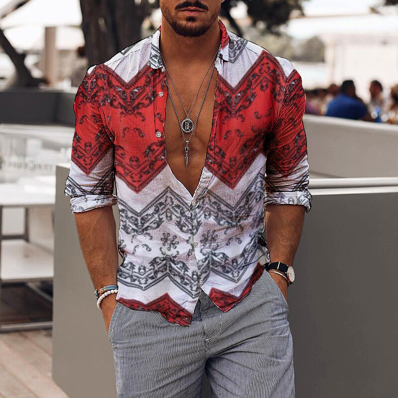 Title 1, Casual Holiday Romantic Floral Print Mens Shir...