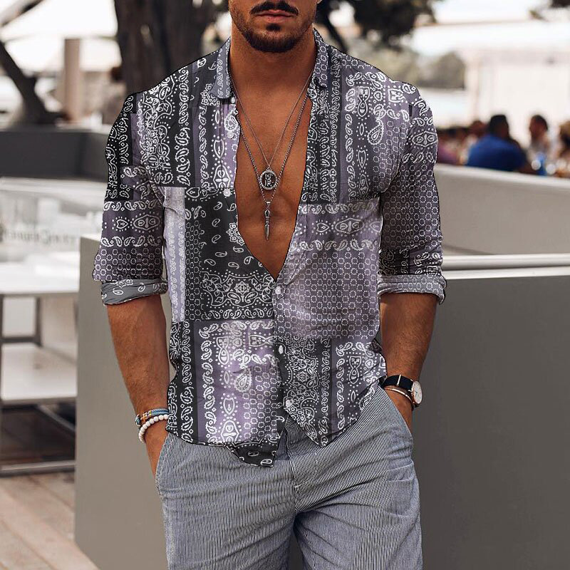 Title 3, Casual Holiday Romantic Floral Print Mens Shir...