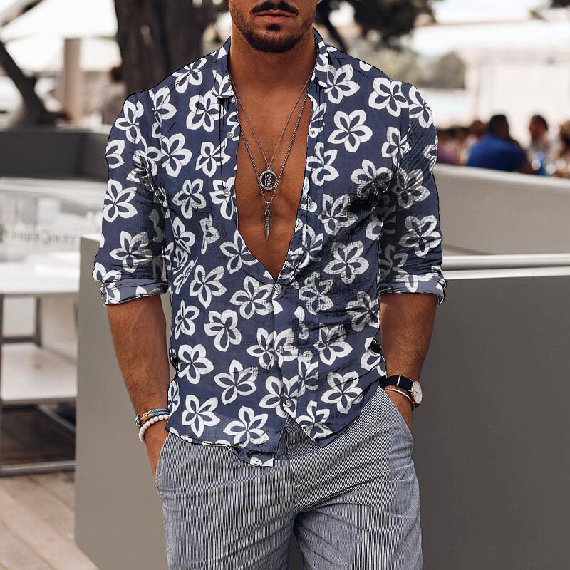 Title 5, Casual Holiday Romantic Floral Print Mens Shir...