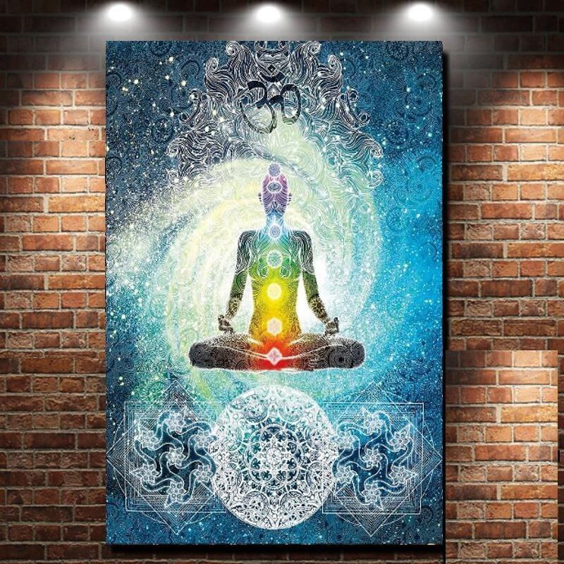 Title 3, Tapeçaria de parede 7 Chakras Buda Índia Azul, ...