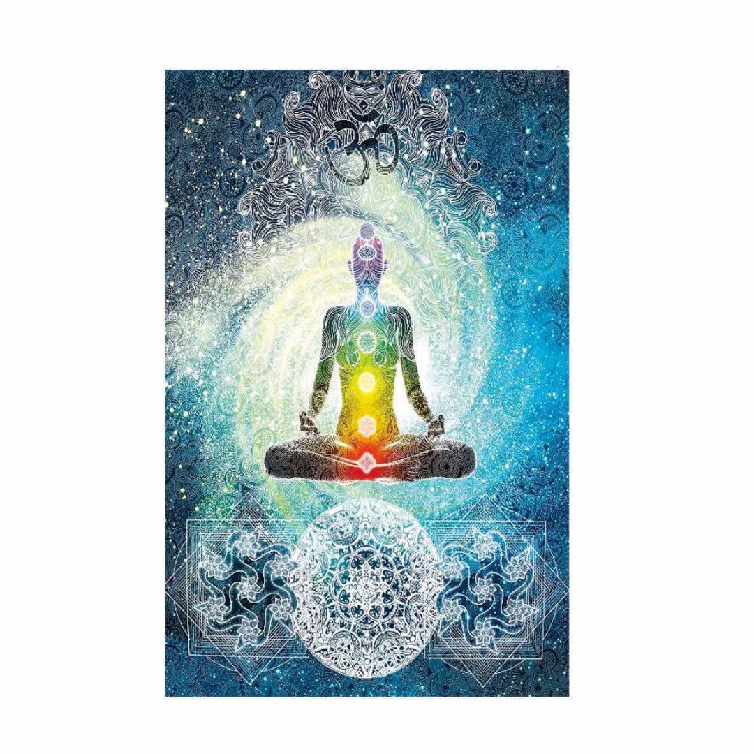 Title 4, Tapeçaria de parede 7 Chakras Buda Índia Azul, ...