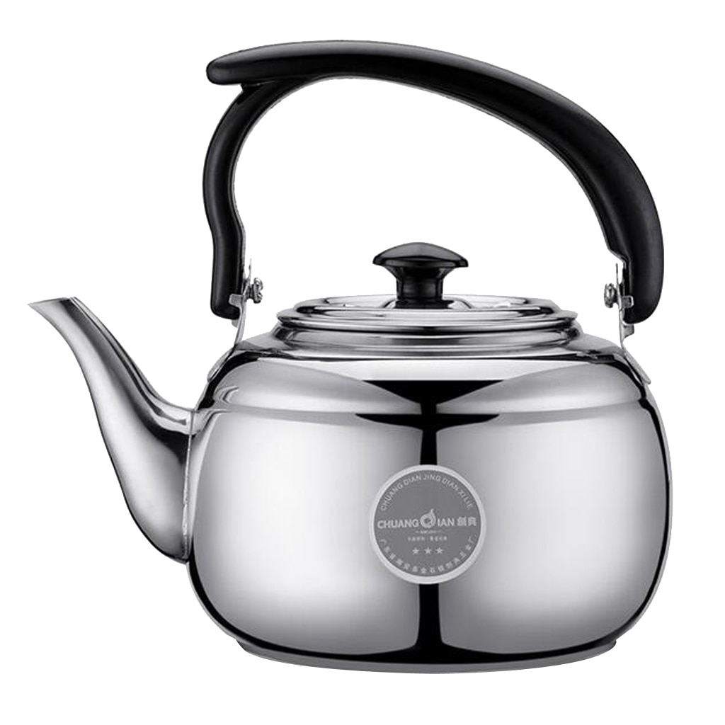 1L Stainless Steel Teapot Kitchen Tea Kettle Metal Stovetop Tea Pot Black White 2 Colors to Choose