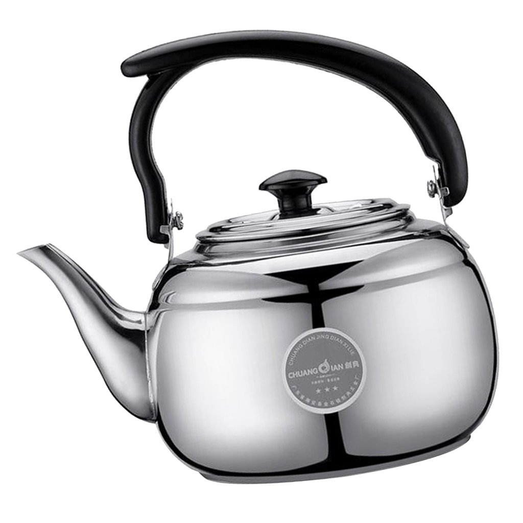 1L Stainless Steel Teapot Kitchen Tea Kettle Metal Stovetop Tea Pot Black White 2 Colors to Choose