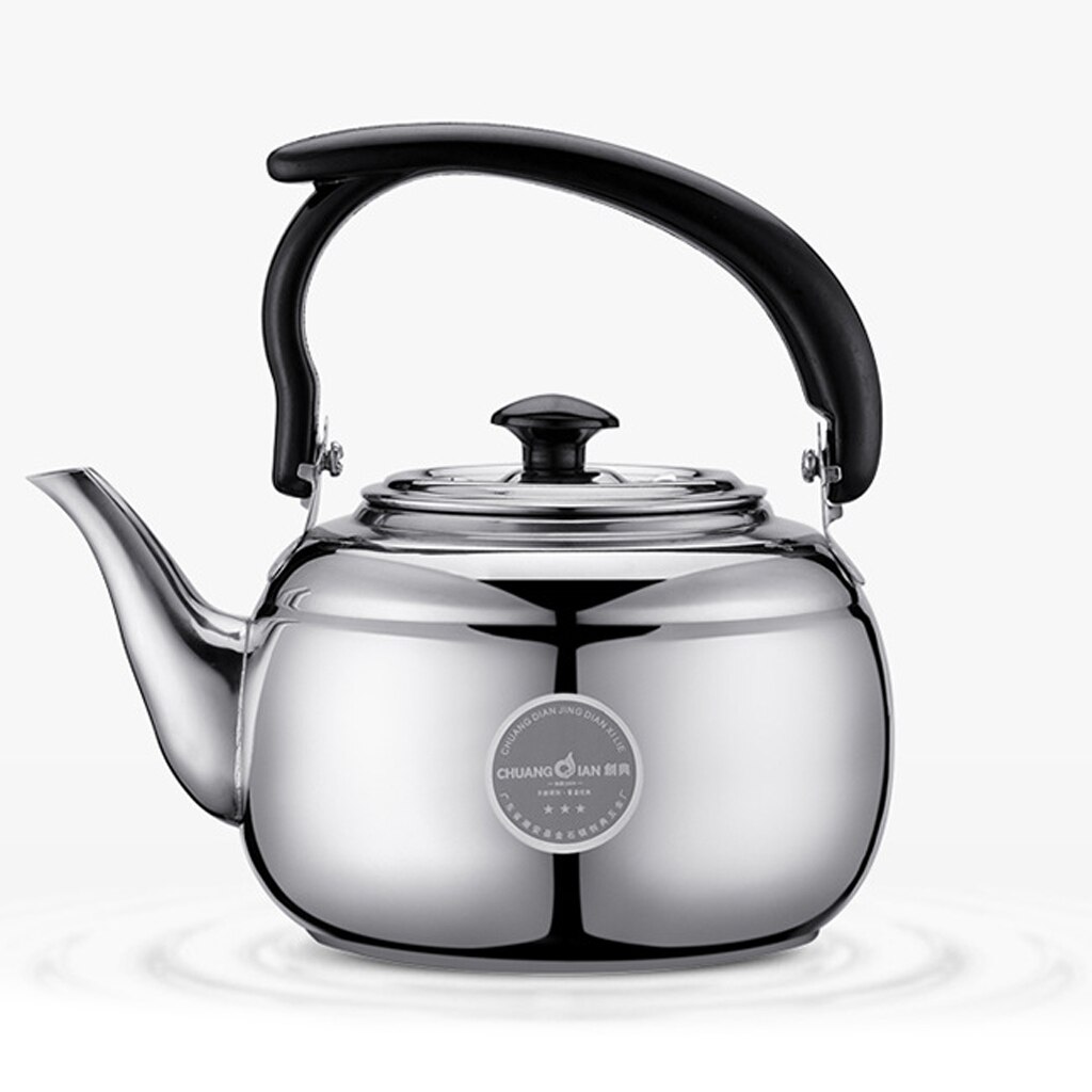 1L Stainless Steel Teapot Kitchen Tea Kettle Metal Stovetop Tea Pot Black White 2 Colors to Choose