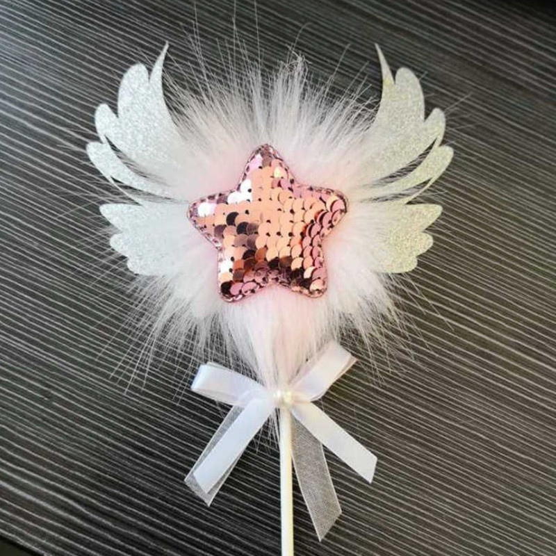 Title 2, Romantic Heart Pink Sliver Angel Wings Cake Fla...