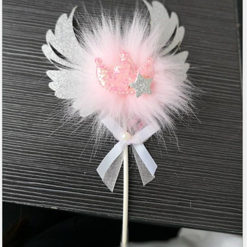 Title 6, Romantic Heart Pink Sliver Angel Wings Cake Fla...