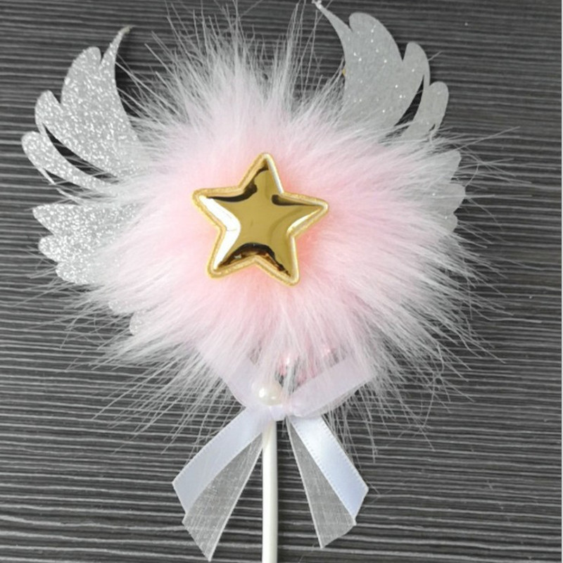 Title 10, Romantic Heart Pink Sliver Angel Wings Cake Fla...