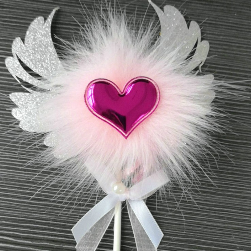 Title 11, Romantic Heart Pink Sliver Angel Wings Cake Fla...