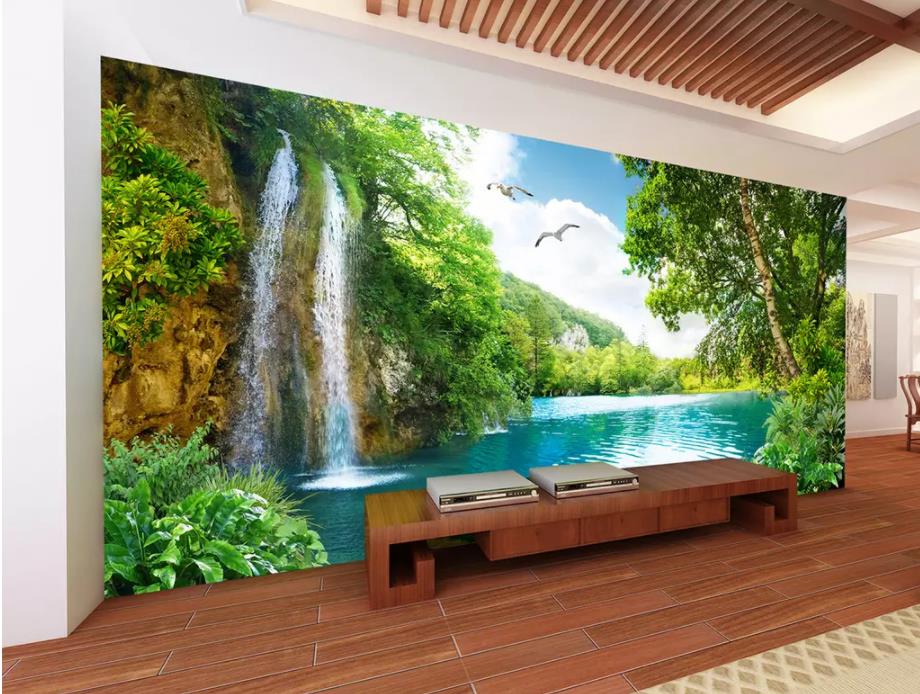 Title 1, Papel pintado 3D para pared salón, paisaje cascada