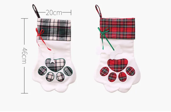 Dog Paw Christmas Stocking, Plush Holiday Stocking for Pets with Hanging Loop (20 x 46 cm) - detail photo 1