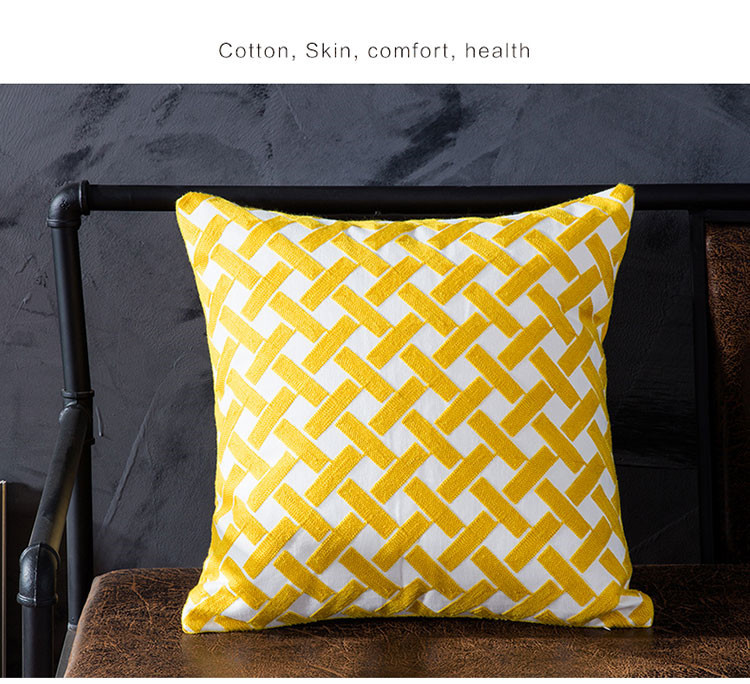 Title 7, Cotton embroidered pillow with core for sofa, c...