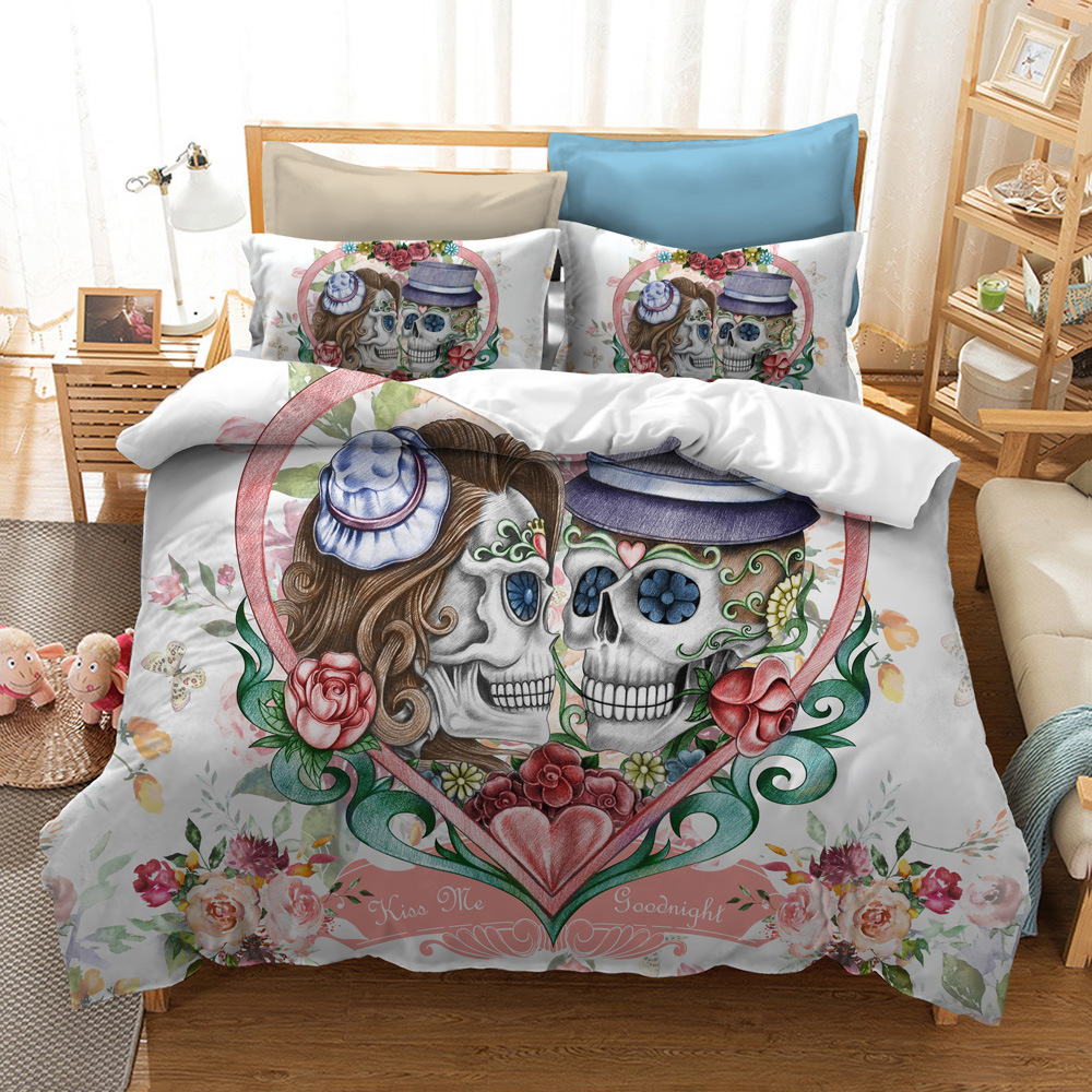 Title 2, Watercolor Flower Skull Bedding Series