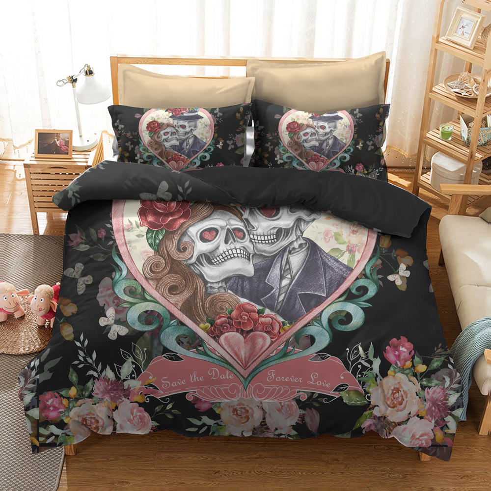 Title 3, Watercolor Flower Skull Bedding Series