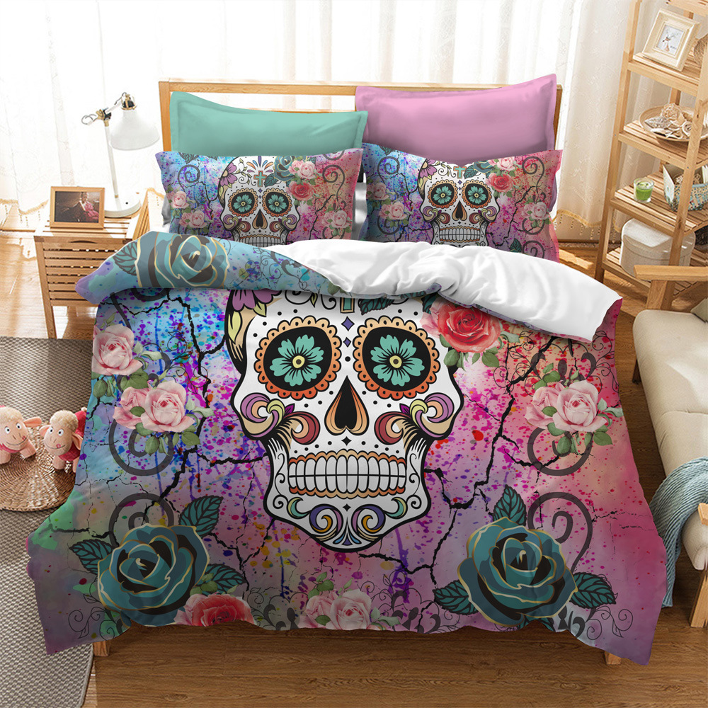 Title 7, Watercolor Flower Skull Bedding Series