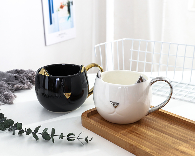 Title 1, Black and white cat ceramic cup couple water cup